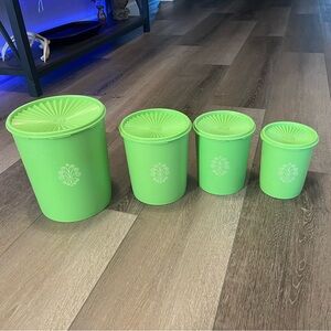 Vintage Tupperware Nesting Canister Set Green